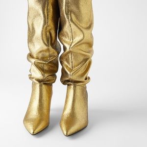 ZARA Metallic Kitten Heel Boot